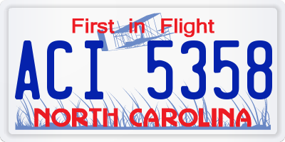 NC license plate ACI5358