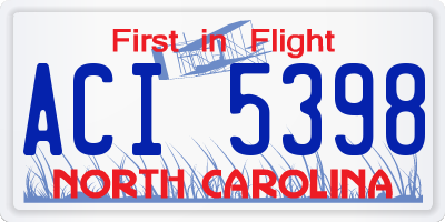 NC license plate ACI5398