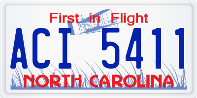 NC license plate ACI5411