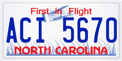 NC license plate ACI5670