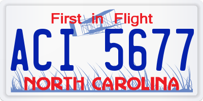 NC license plate ACI5677