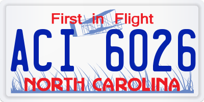 NC license plate ACI6026
