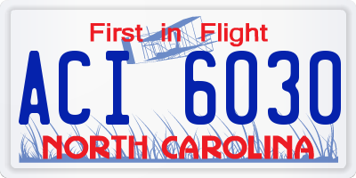 NC license plate ACI6030