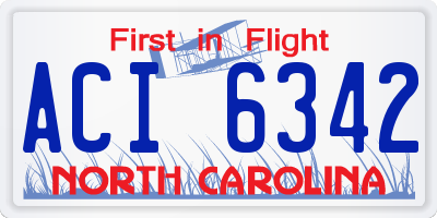 NC license plate ACI6342