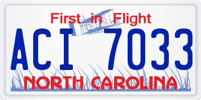 NC license plate ACI7033