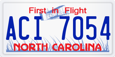 NC license plate ACI7054