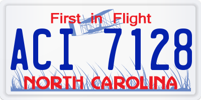NC license plate ACI7128