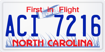 NC license plate ACI7216