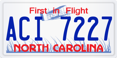 NC license plate ACI7227