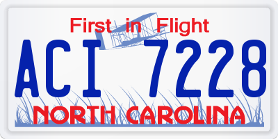 NC license plate ACI7228