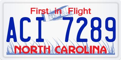 NC license plate ACI7289