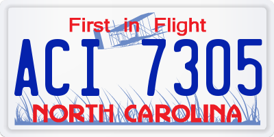 NC license plate ACI7305