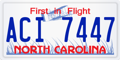 NC license plate ACI7447