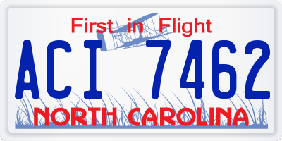 NC license plate ACI7462