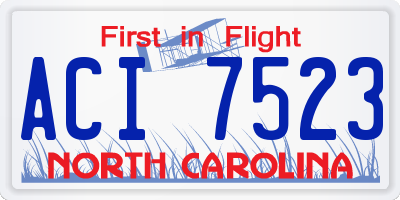 NC license plate ACI7523