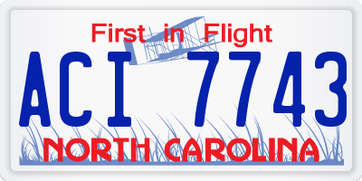 NC license plate ACI7743