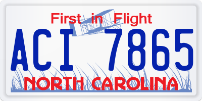 NC license plate ACI7865