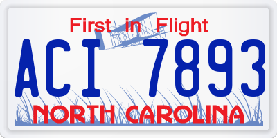 NC license plate ACI7893