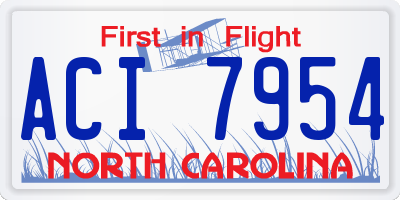 NC license plate ACI7954
