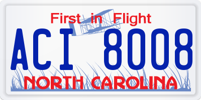 NC license plate ACI8008