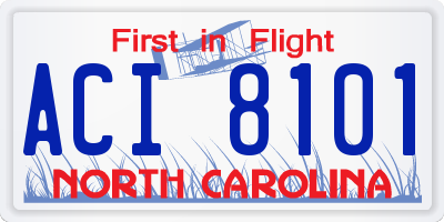 NC license plate ACI8101