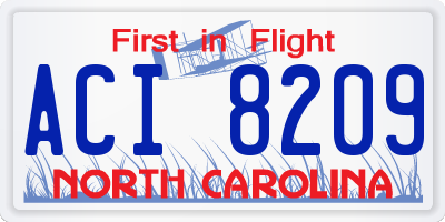 NC license plate ACI8209