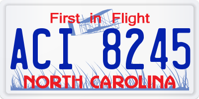 NC license plate ACI8245