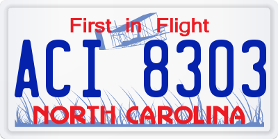 NC license plate ACI8303