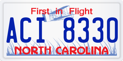 NC license plate ACI8330