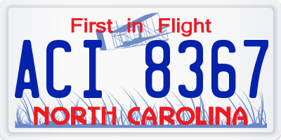 NC license plate ACI8367