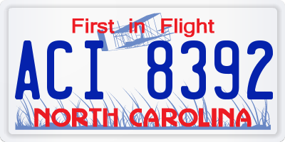 NC license plate ACI8392