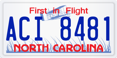 NC license plate ACI8481