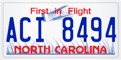 NC license plate ACI8494