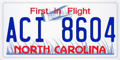 NC license plate ACI8604