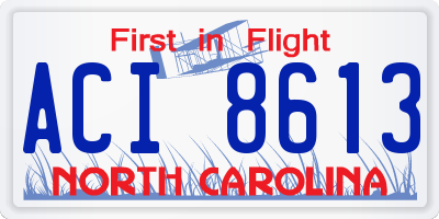 NC license plate ACI8613