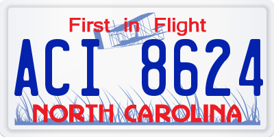 NC license plate ACI8624