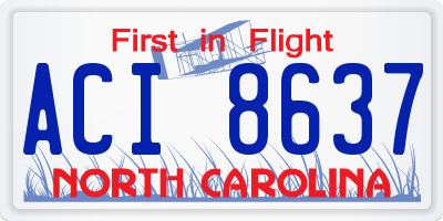 NC license plate ACI8637
