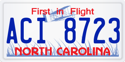 NC license plate ACI8723