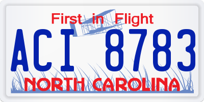 NC license plate ACI8783