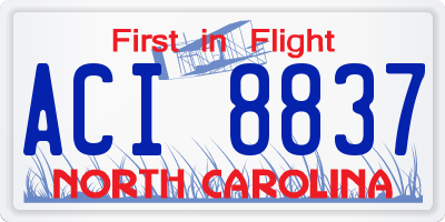 NC license plate ACI8837