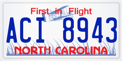 NC license plate ACI8943