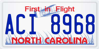 NC license plate ACI8968