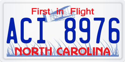 NC license plate ACI8976