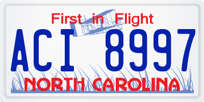 NC license plate ACI8997