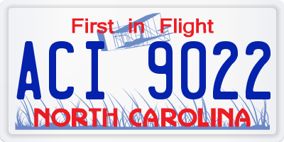 NC license plate ACI9022
