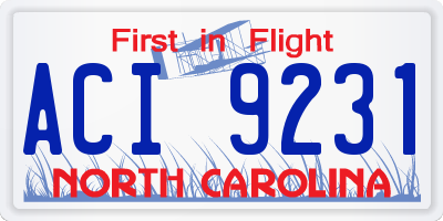 NC license plate ACI9231