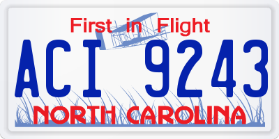 NC license plate ACI9243