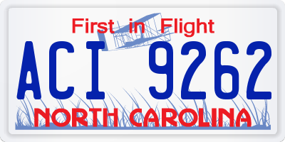 NC license plate ACI9262
