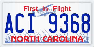 NC license plate ACI9368
