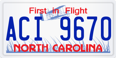 NC license plate ACI9670